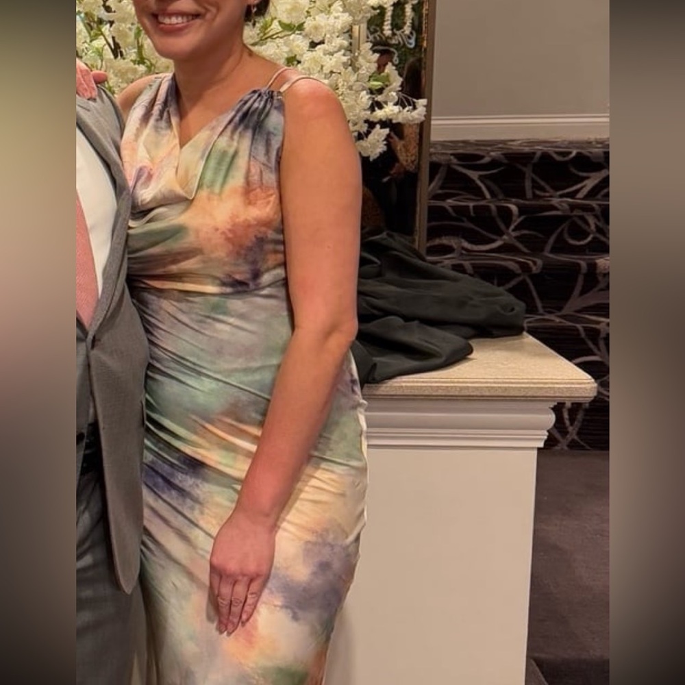 Satin Tie Dye Midi Dress - Picture 7 of 12